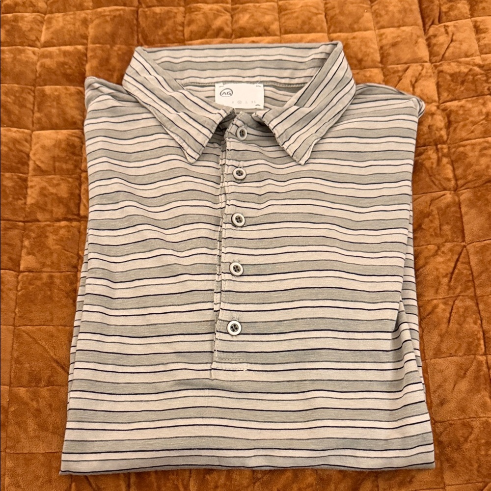 Ag Adriano Goldschmied Striped Gray Button Down Shirt NWOT